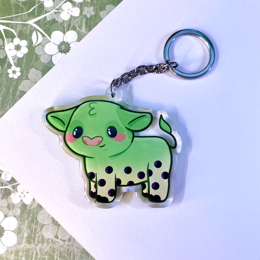 Matcha Boba Cow Cute Acrylic Keychain