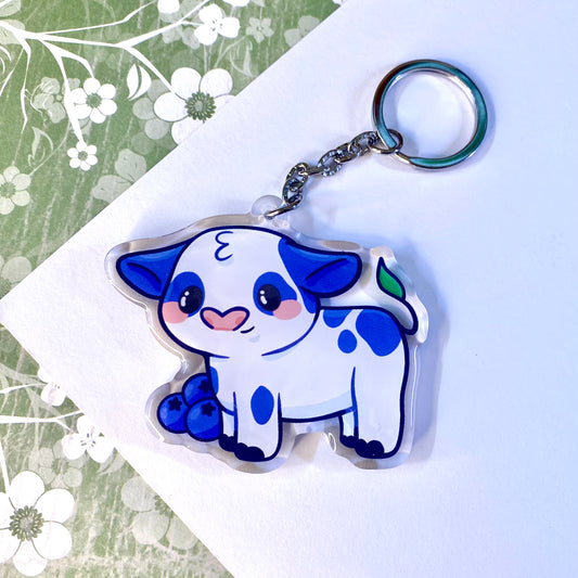 Blueberry Cow Cute Acrylic Keychain