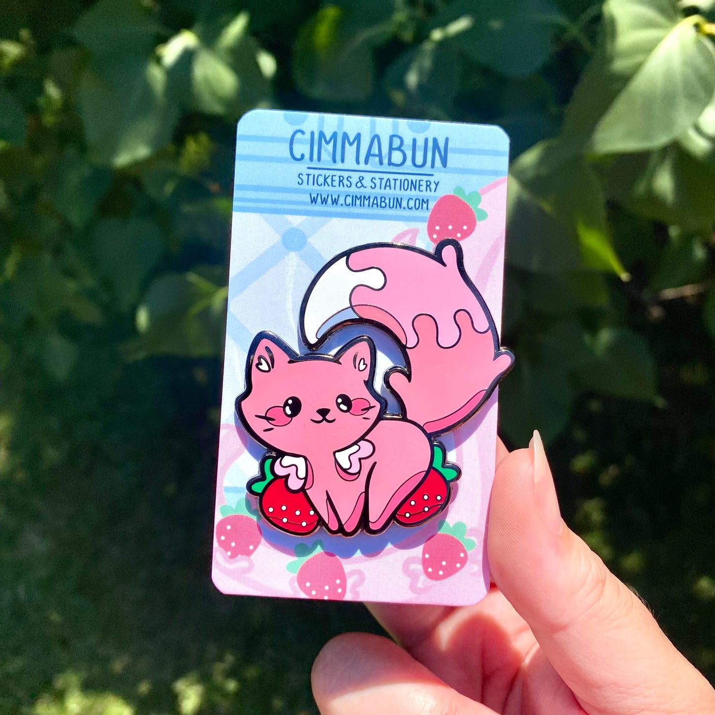 Strawberry Milk Cat Enamel Pin