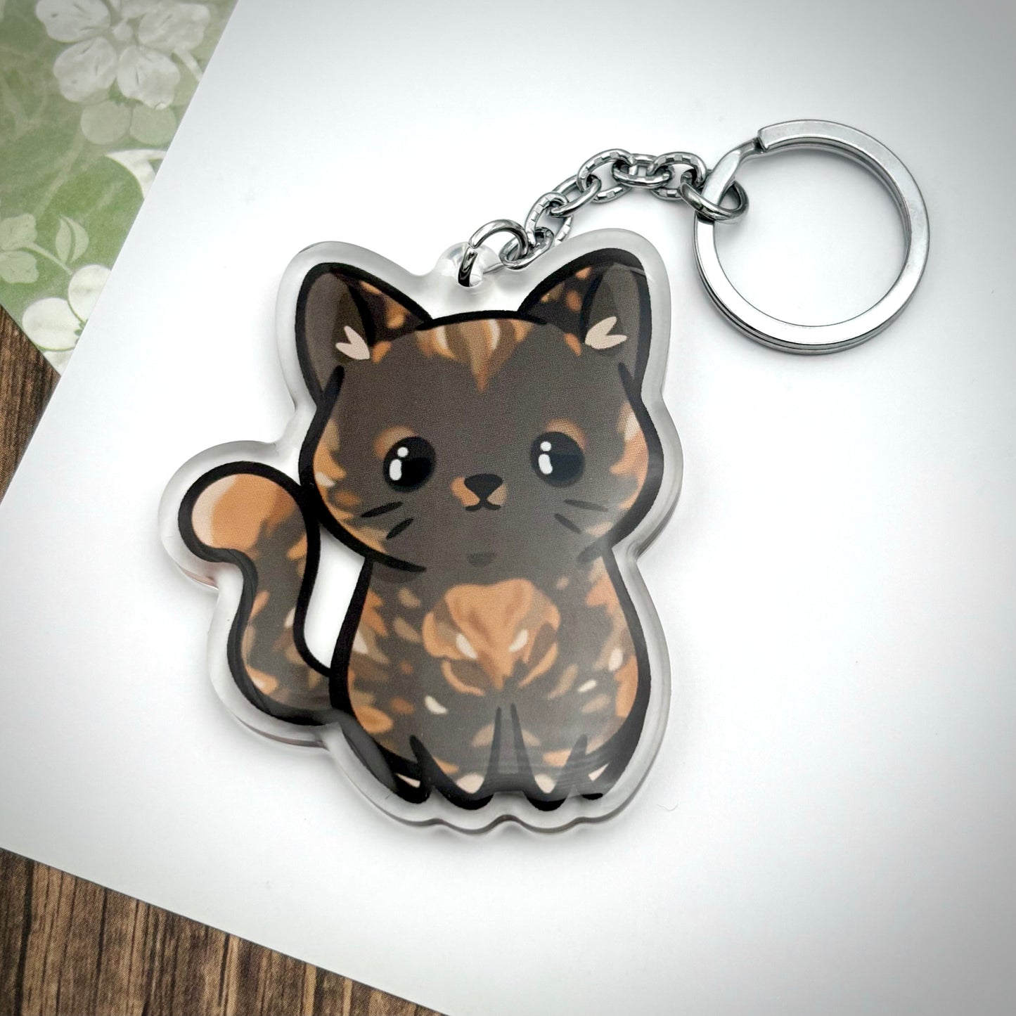 Tortoiseshell / Tortie Cat Cute Acrylic Keychain