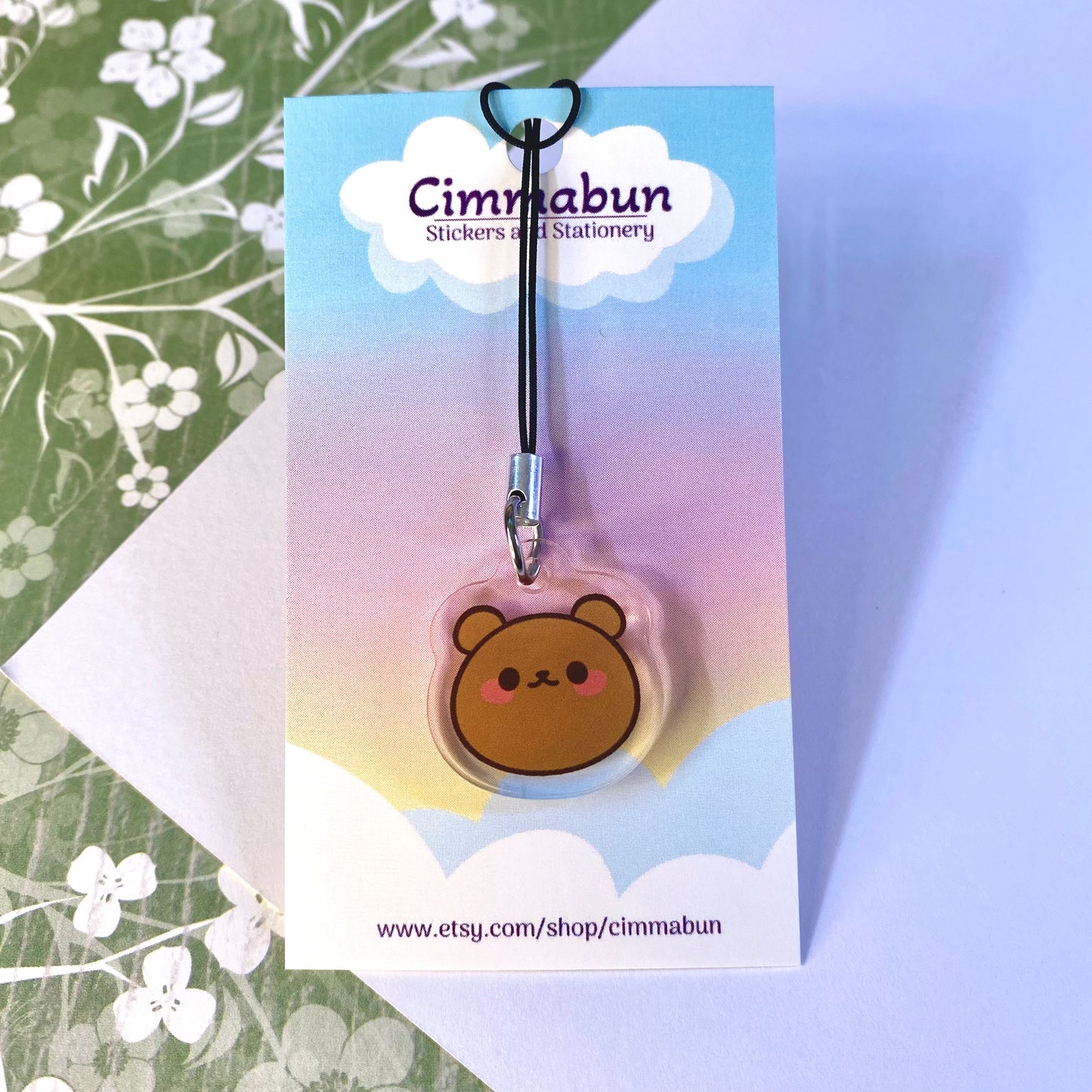 Brown Grizzly Teddy Bear Cute Mini Acrylic Charm