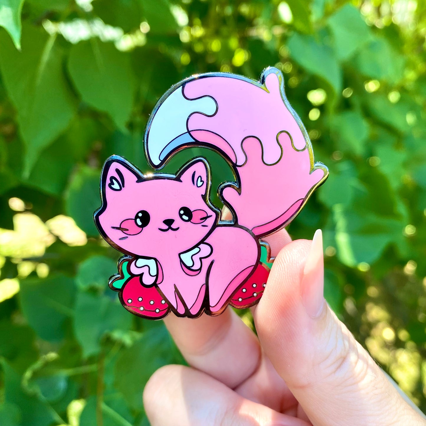 Strawberry Milk Cat Enamel Pin