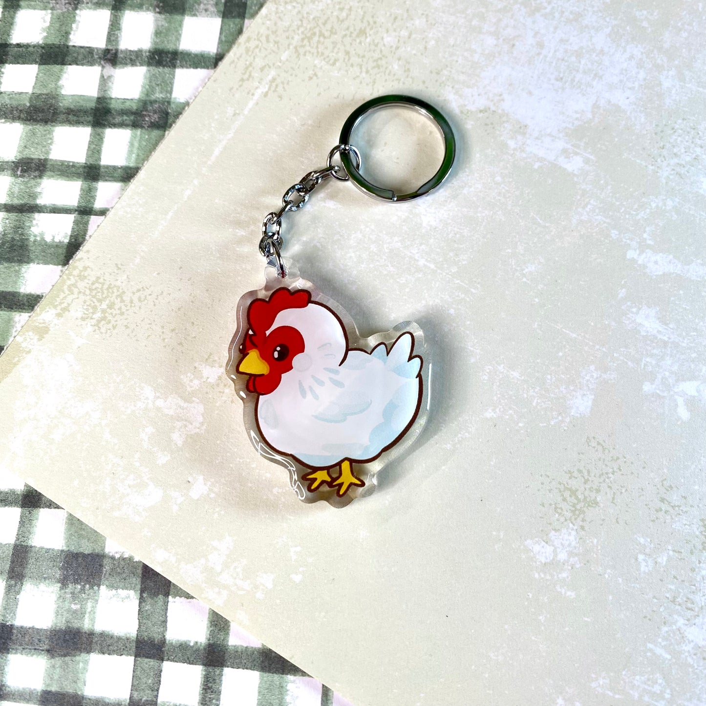 White Chicken Cute Acrylic Keychain