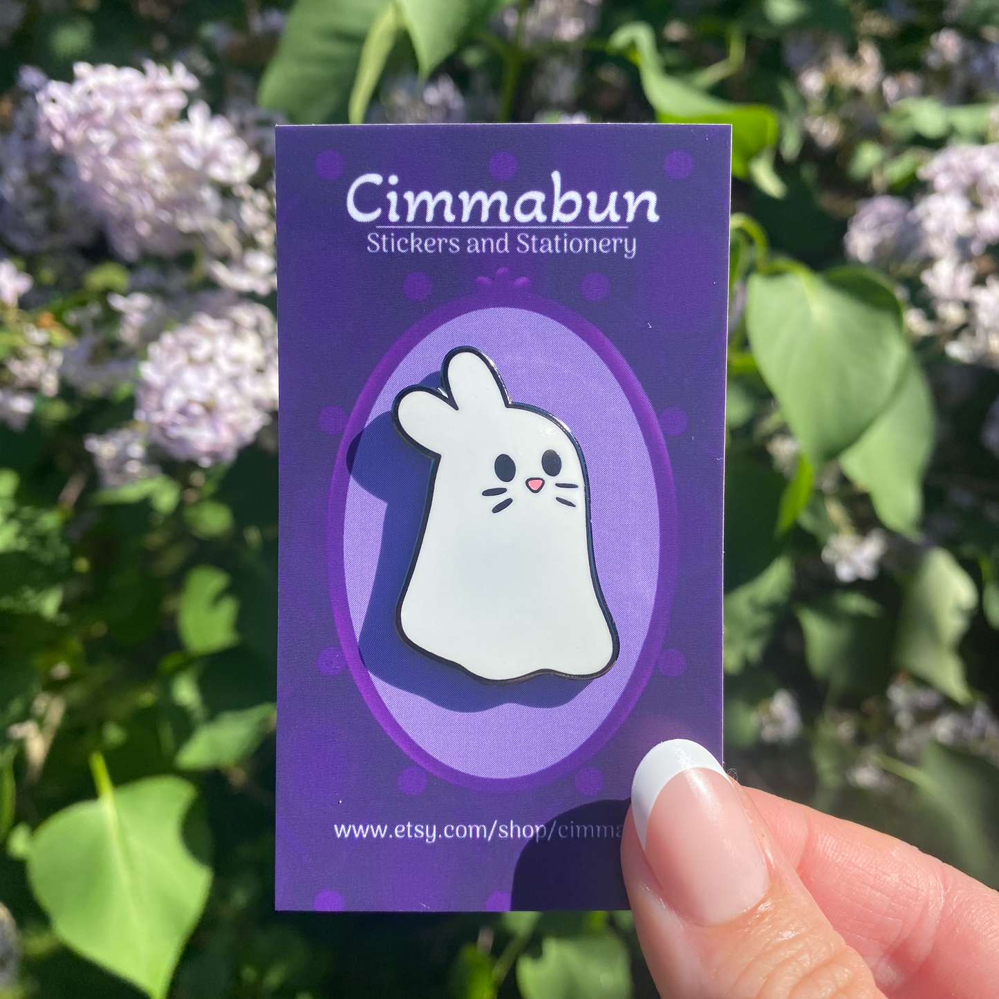 Ghost Bunny Cute Spooky Enamel Pin