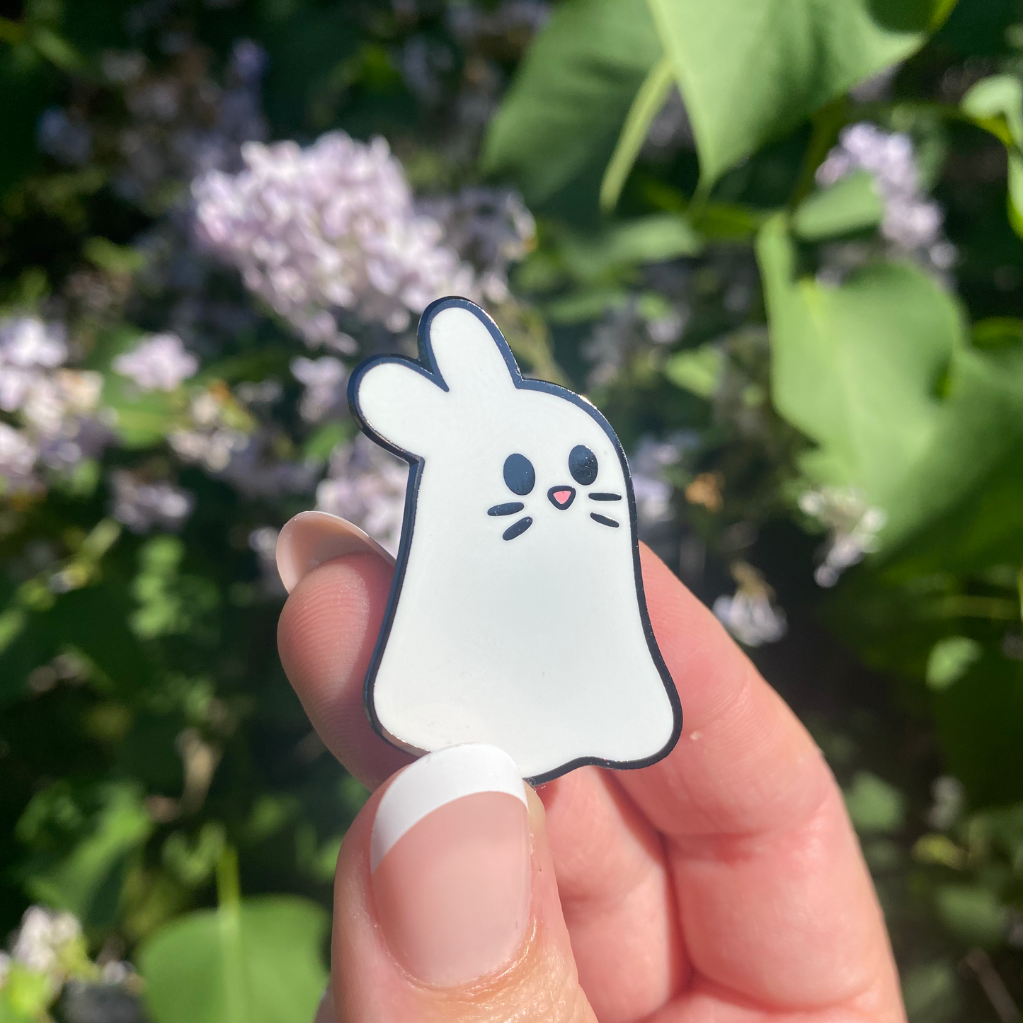 Ghost Bunny Cute Spooky Enamel Pin