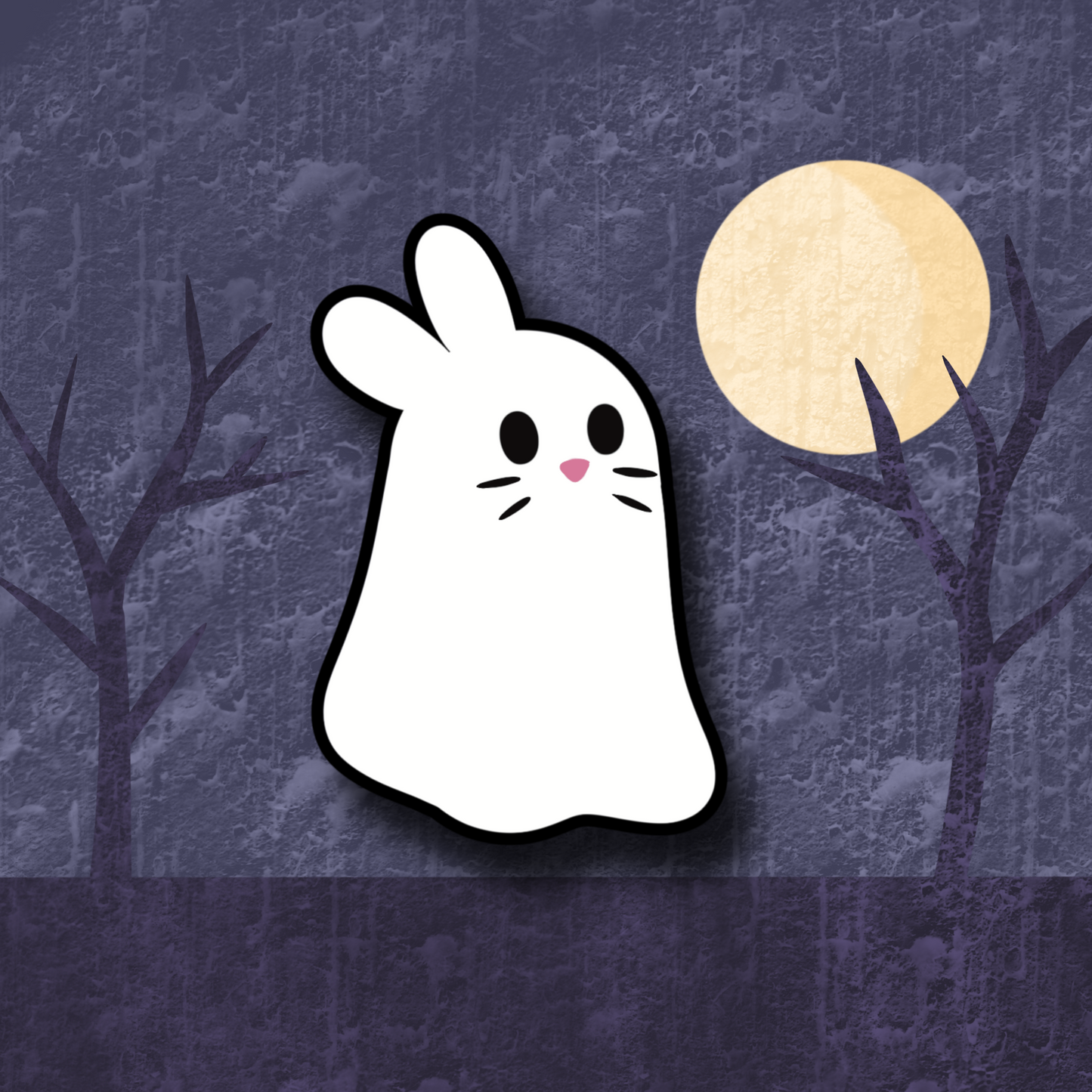 Ghost Bunny Cute Spooky 3" Clear Sticker