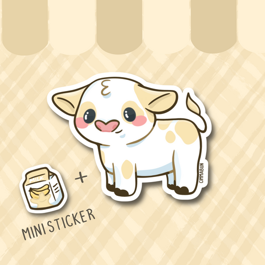 Banana Milk Cow Cute 3" Vinyl Sticker