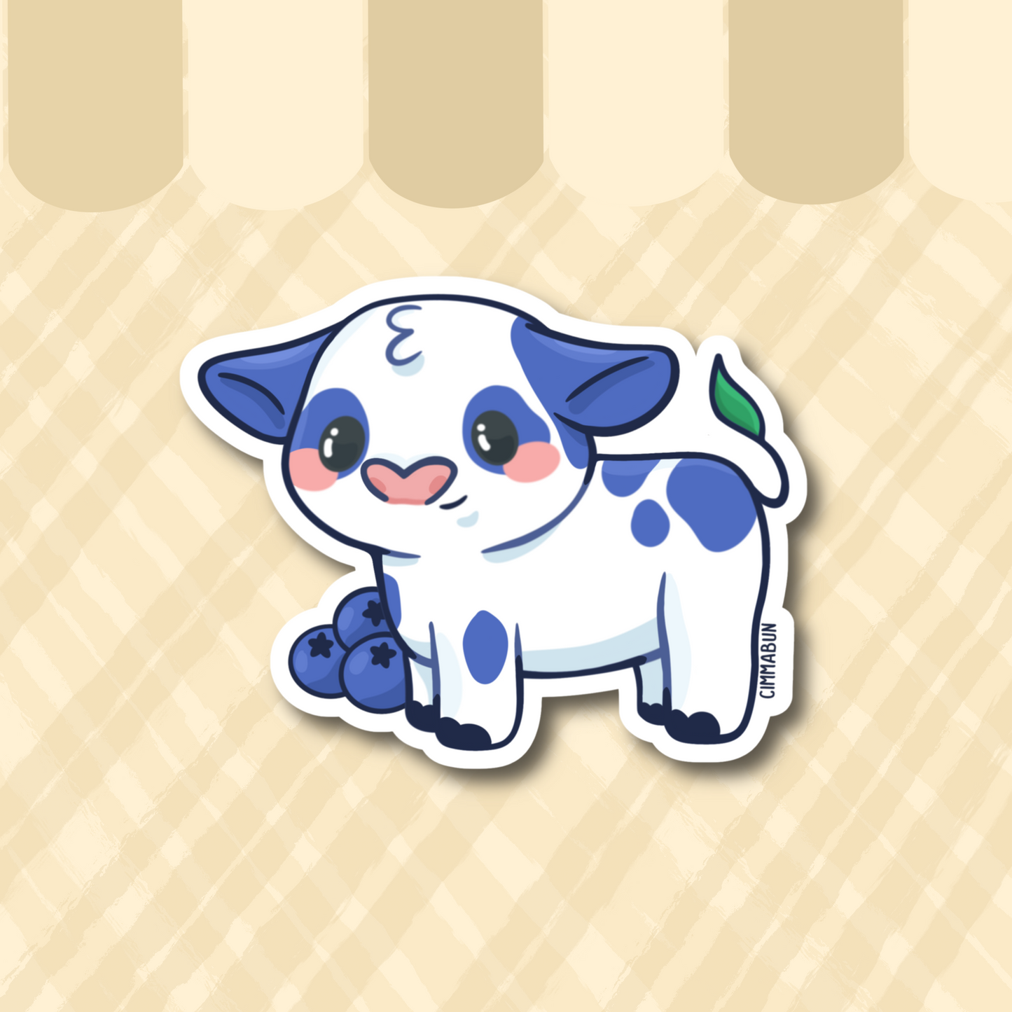 Blueberry Cow Cute 3" Vinyl Sticker