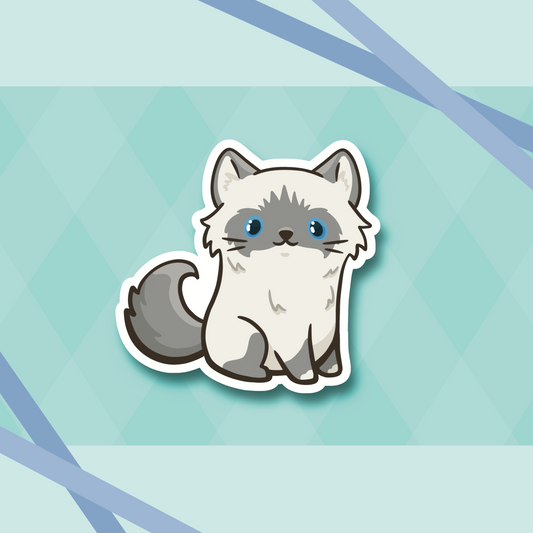 Seal Point Long Hair Blue Ragdoll Cat 2.7” Cute Vinyl Sticker