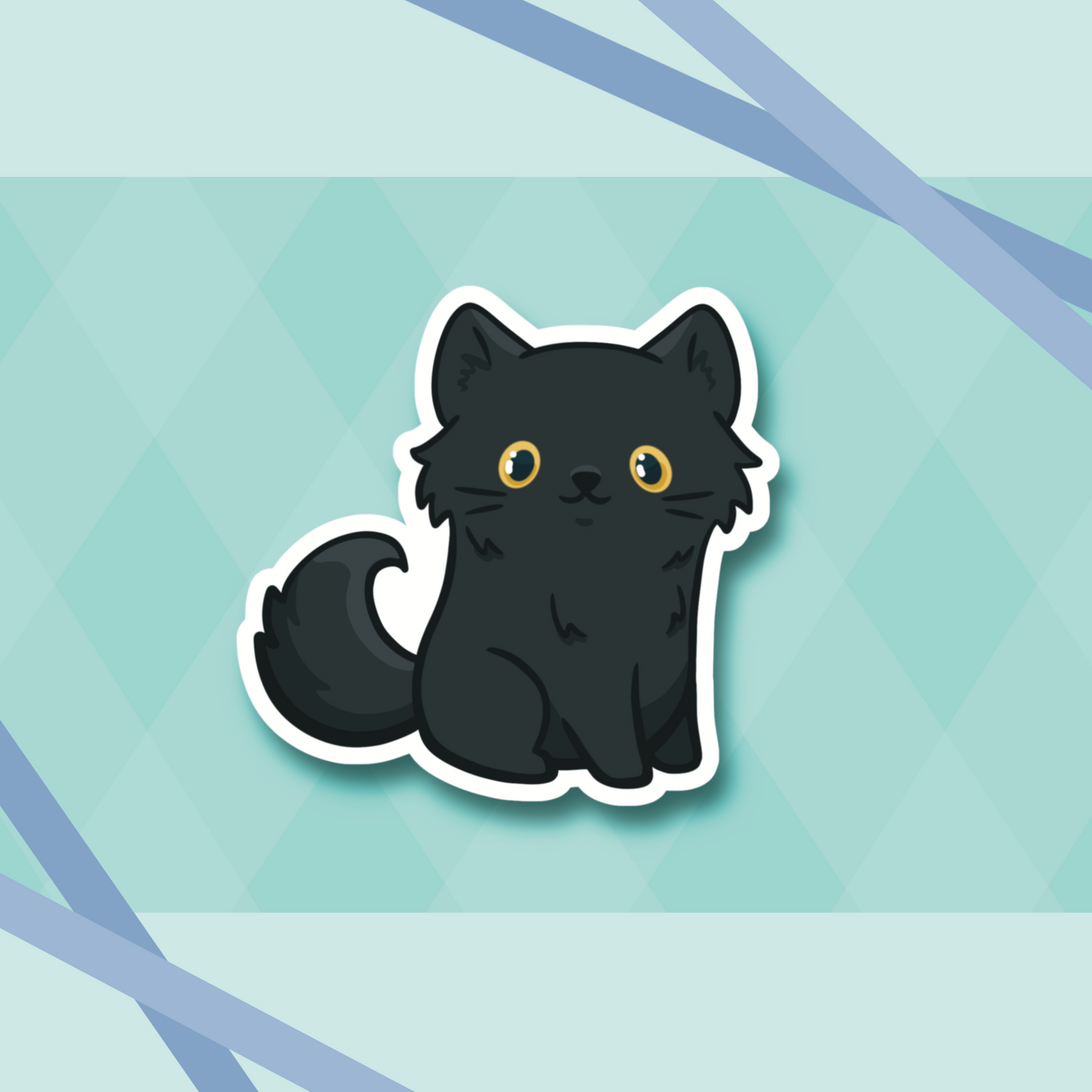 Black Long Hair Ragdoll Cat 2.7” Cute Vinyl Sticker