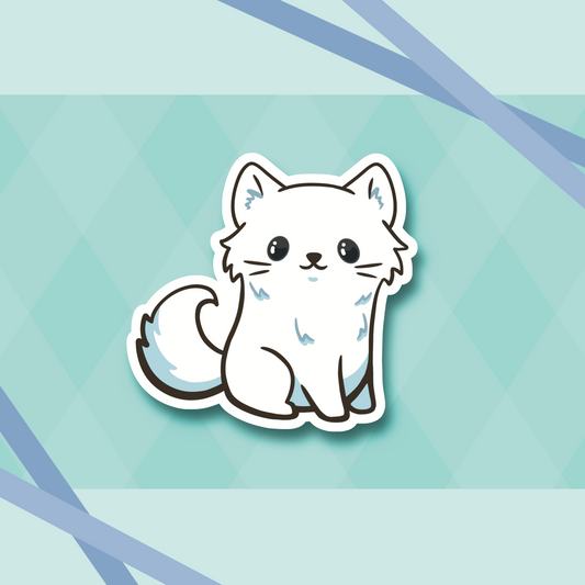 White Long Hair Ragdoll Cat 2.7” Cute Vinyl Sticker