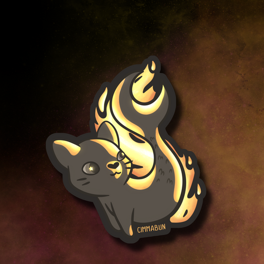 Fire Mermaid Kitty Cat 2.7” Cute Vinyl Sticker