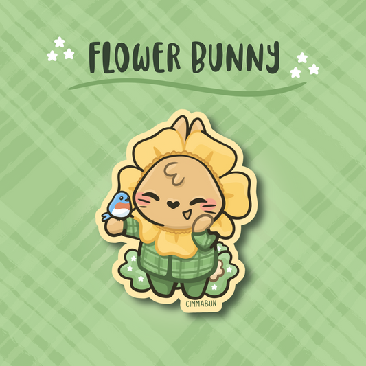 Flower Bunny 2.5” Cute Vinyl Sticker