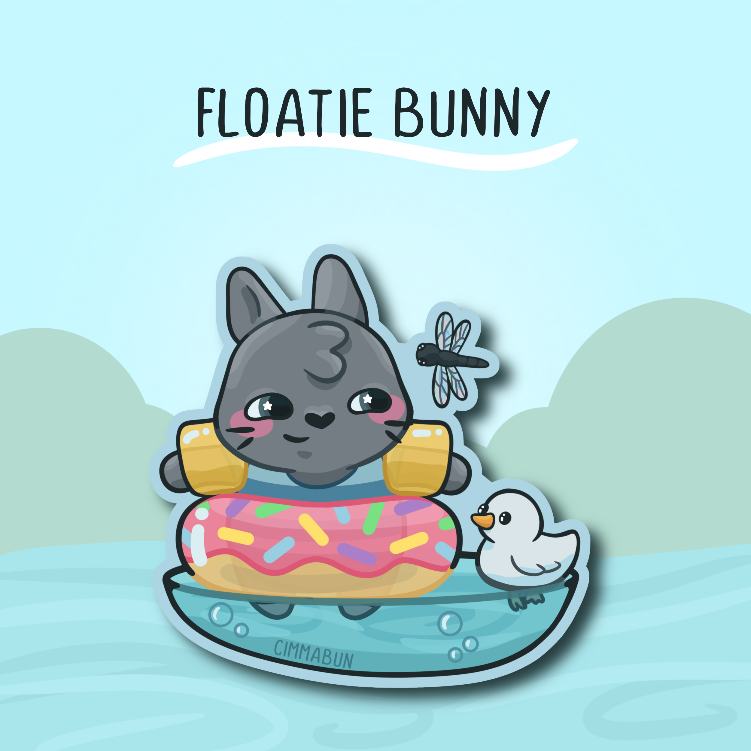 Floatie Bunny 2.5” Cute Vinyl Sticker – Cimmabun
