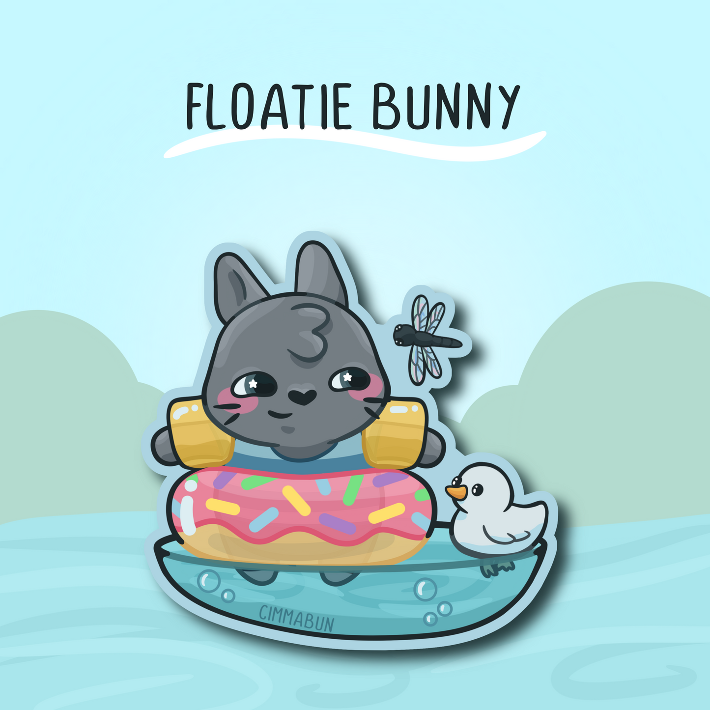 Floatie Bunny 2.5” Cute Vinyl Sticker