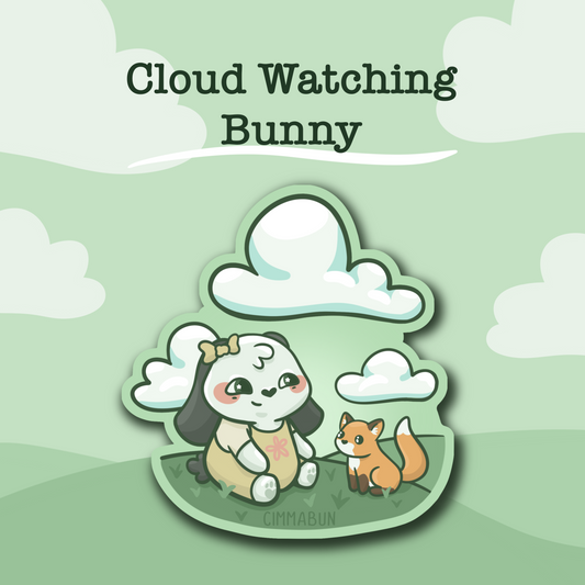 Cloud Watching Bunny 2.5” Cute Vinyl Sticker