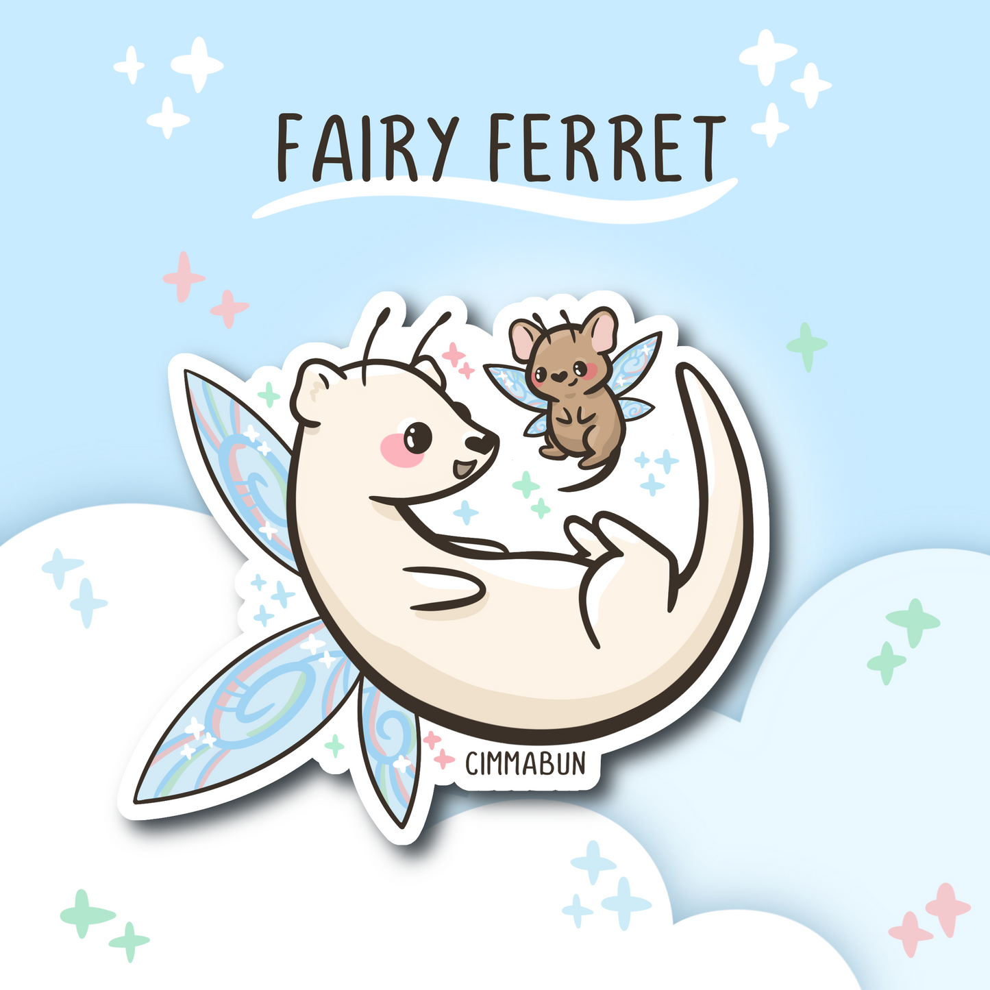 Fairy Ferret 2.5” Cute Vinyl Sticker