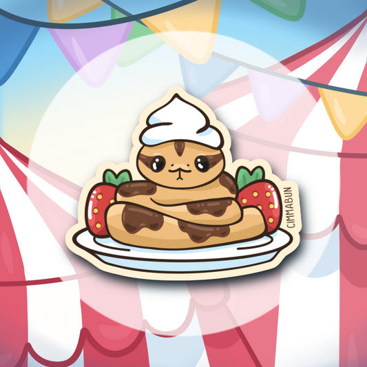 Funnel Cake Snake 2.7” Cute Vinyl Sticker