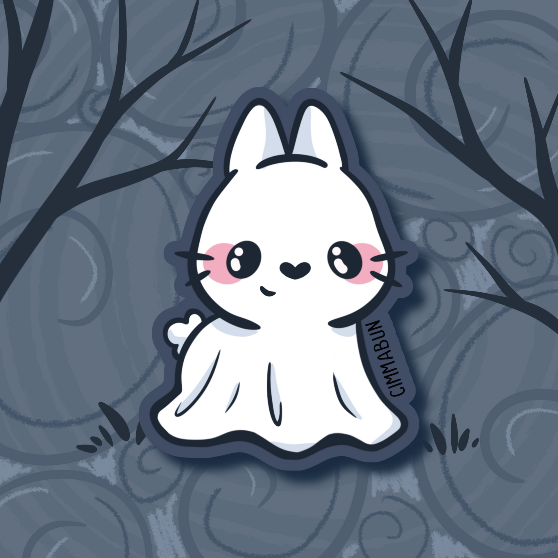 Ghost Bunny 2025 2.7” Cute Vinyl Sticker – Cimmabun