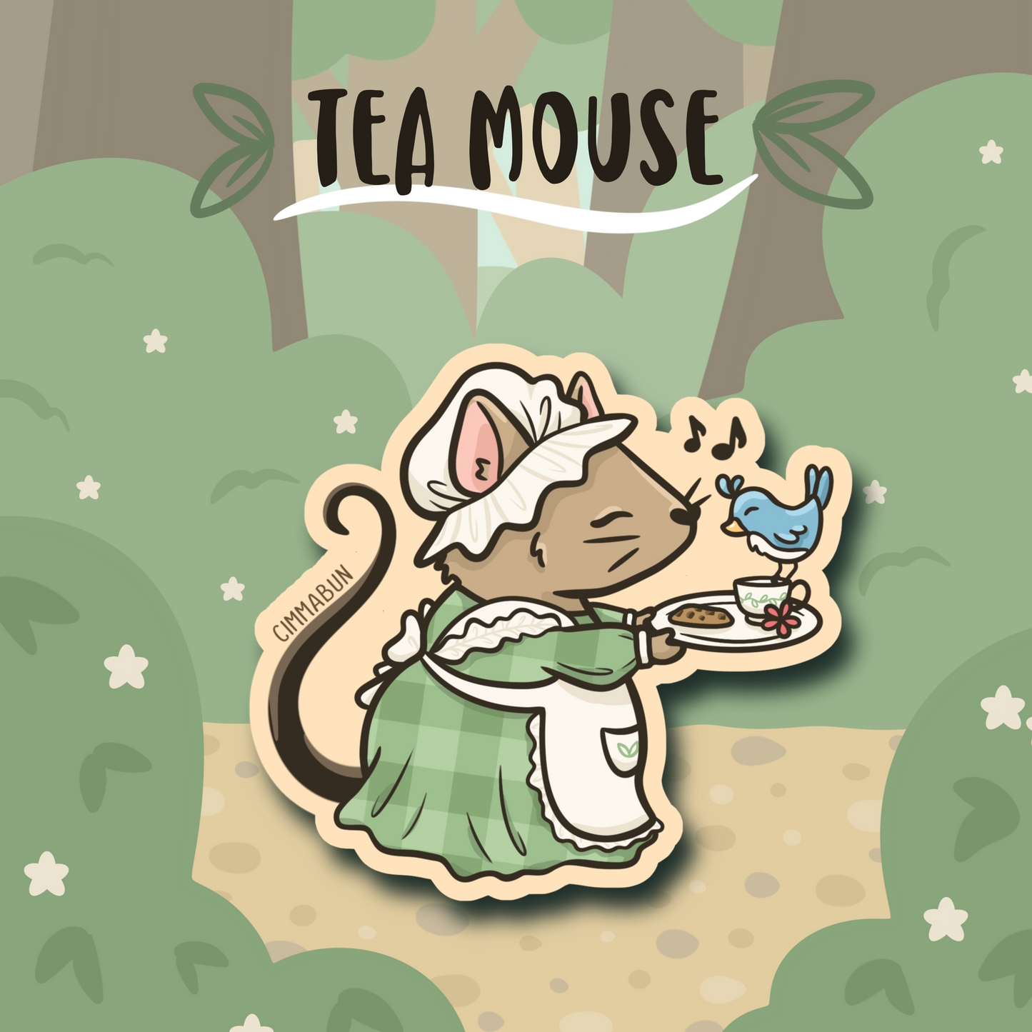 Tea Mouse 2.7” Cute Vinyl Sticker