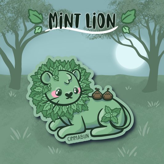 Mint Lion 2.7” Cute Vinyl Sticker