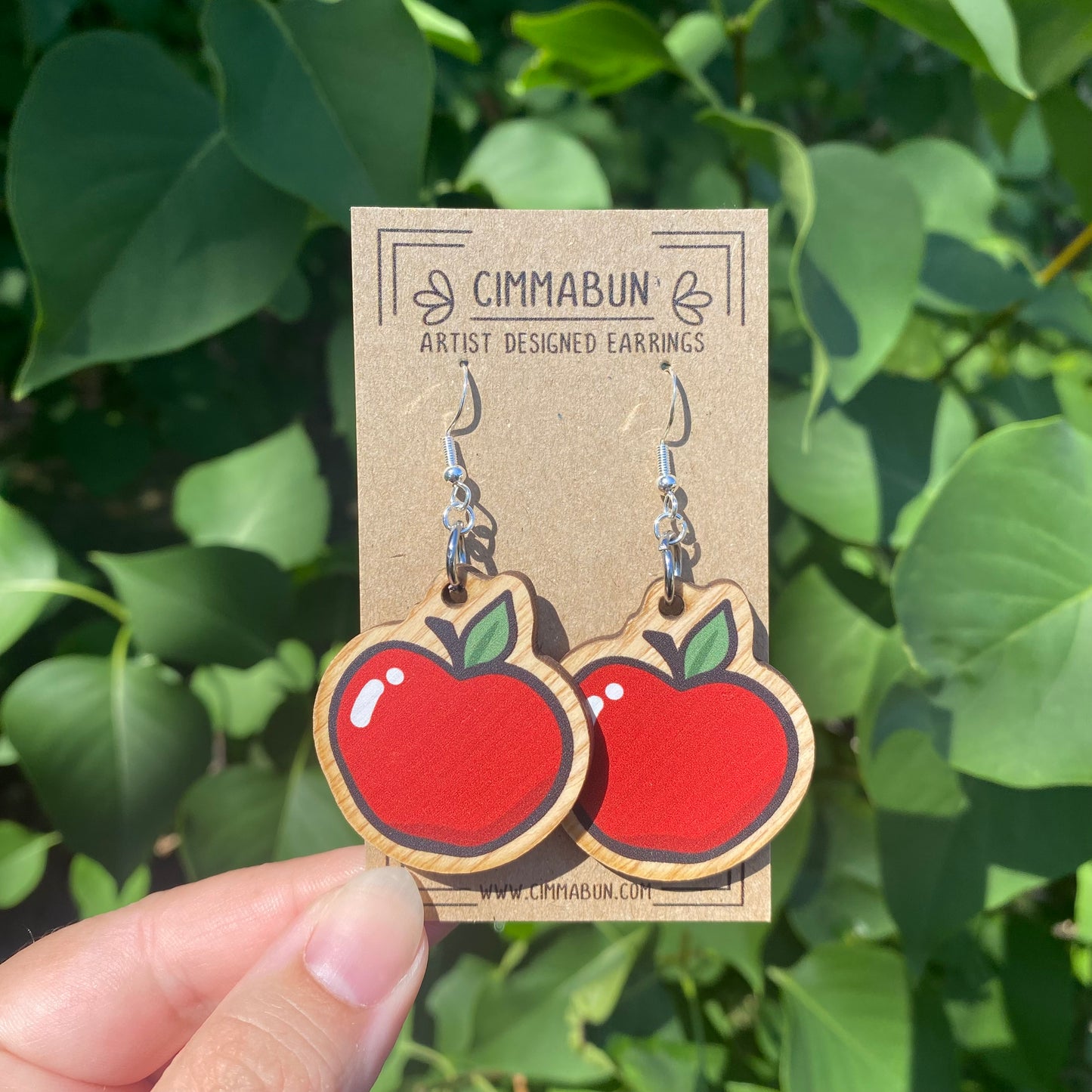 Apple Earrings (Synthetic Wood, Lightweight, Sensitive Skin Friendly)