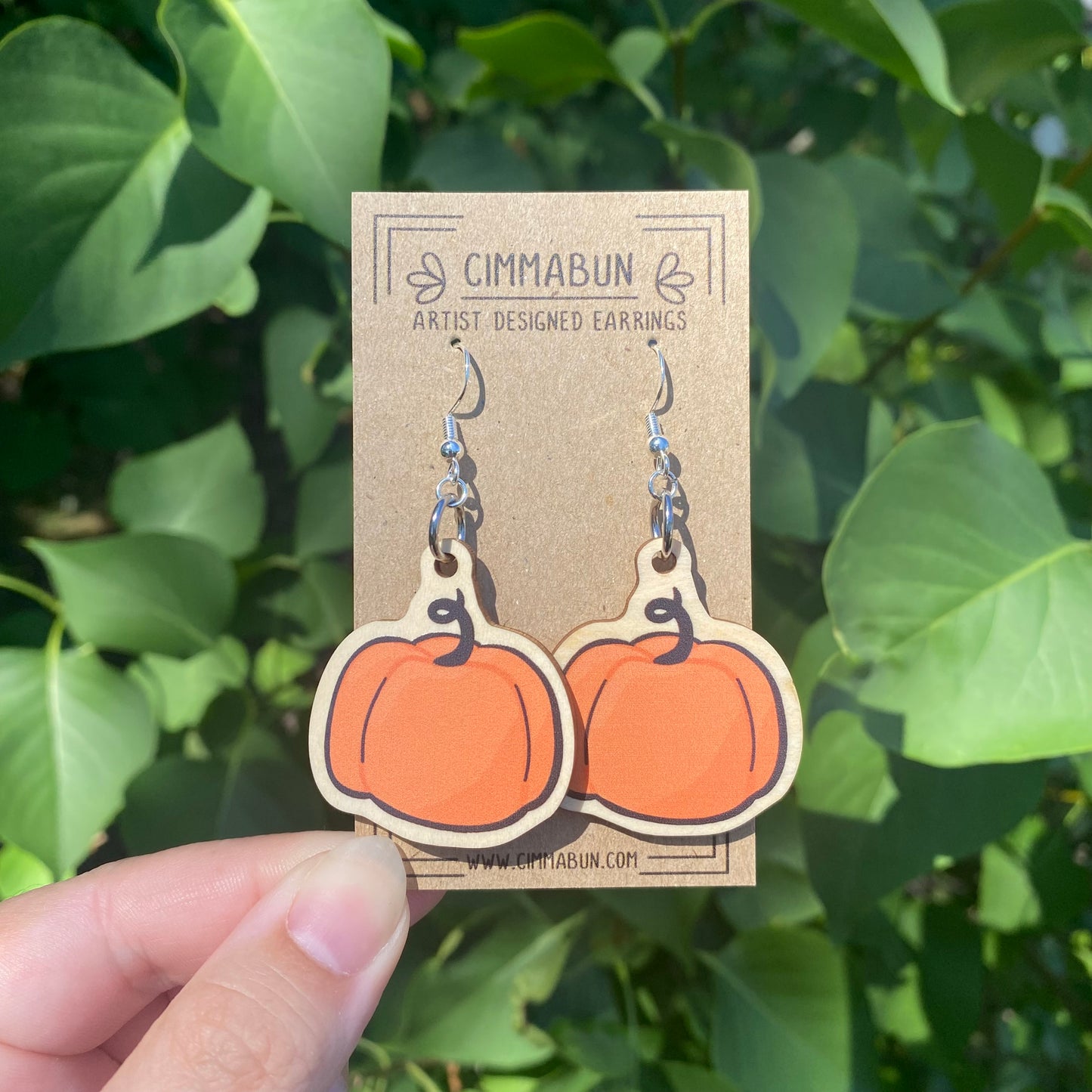 Pumpkin Earrings (Synthetic Wood, Lightweight, Sensitive Skin Friendly)