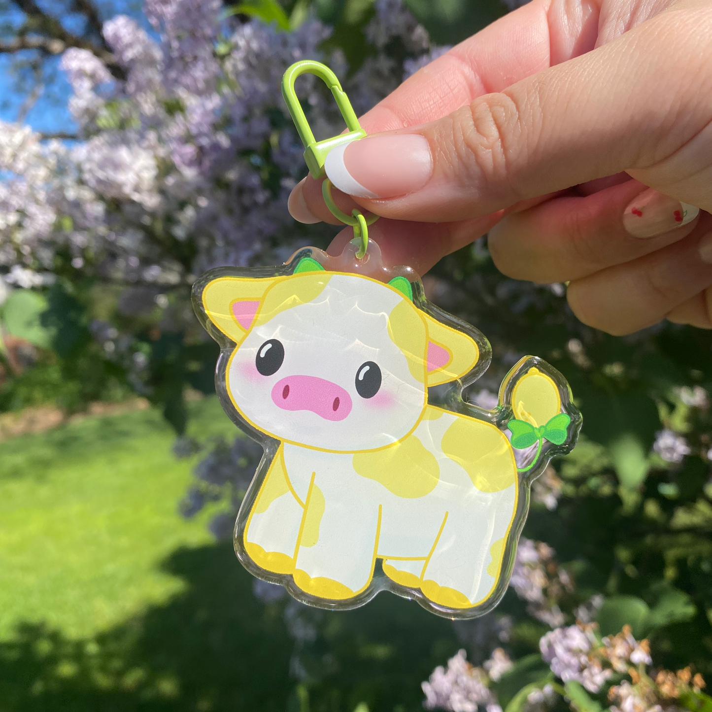 Lemon Cow Cute Acrylic Keychain