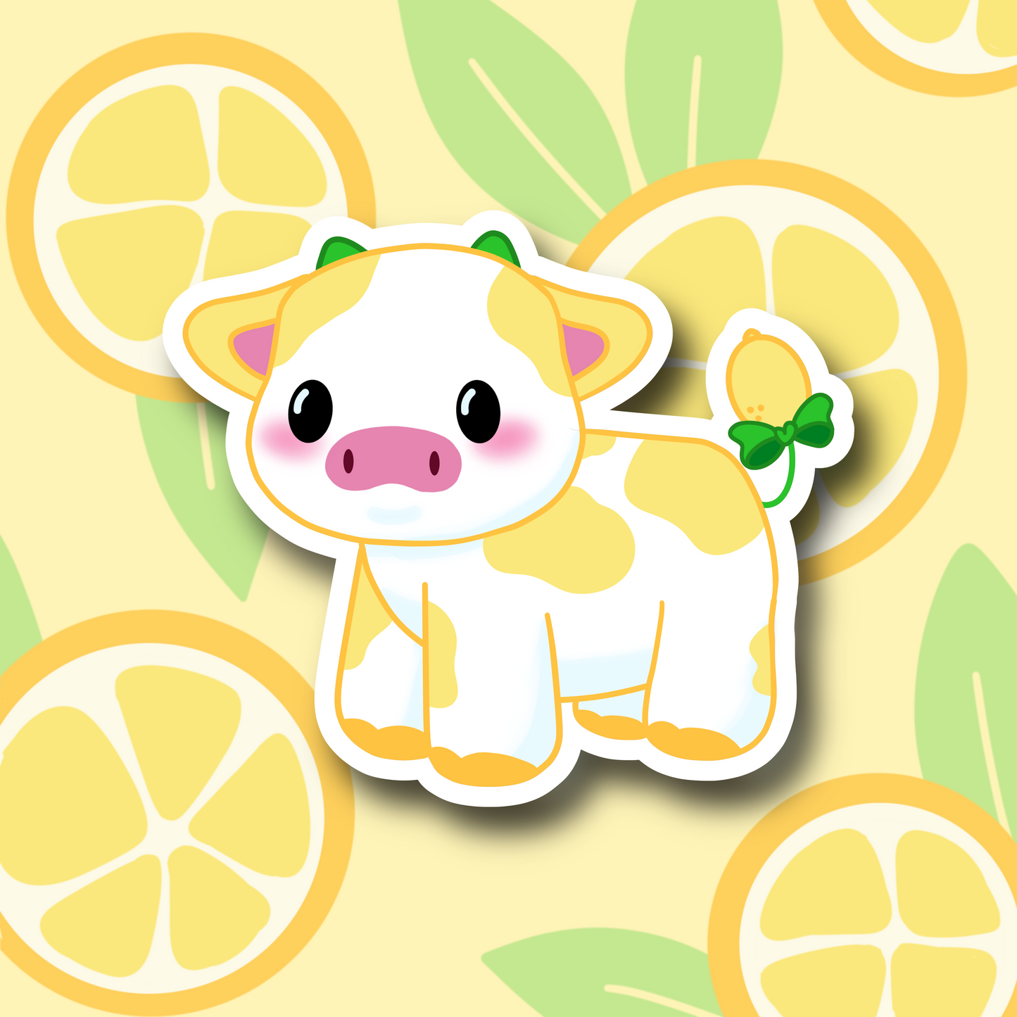 Lemon Cow Cute 3" Vinyl Sticker