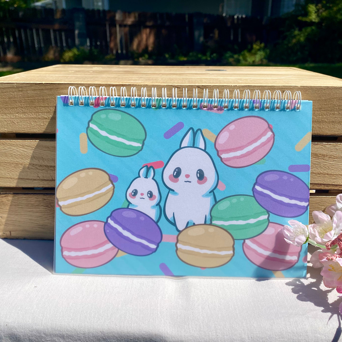 Macaron Bunnies Cute Spiral-bound Reusable Sticker Book (100 pages / 50 sheets)