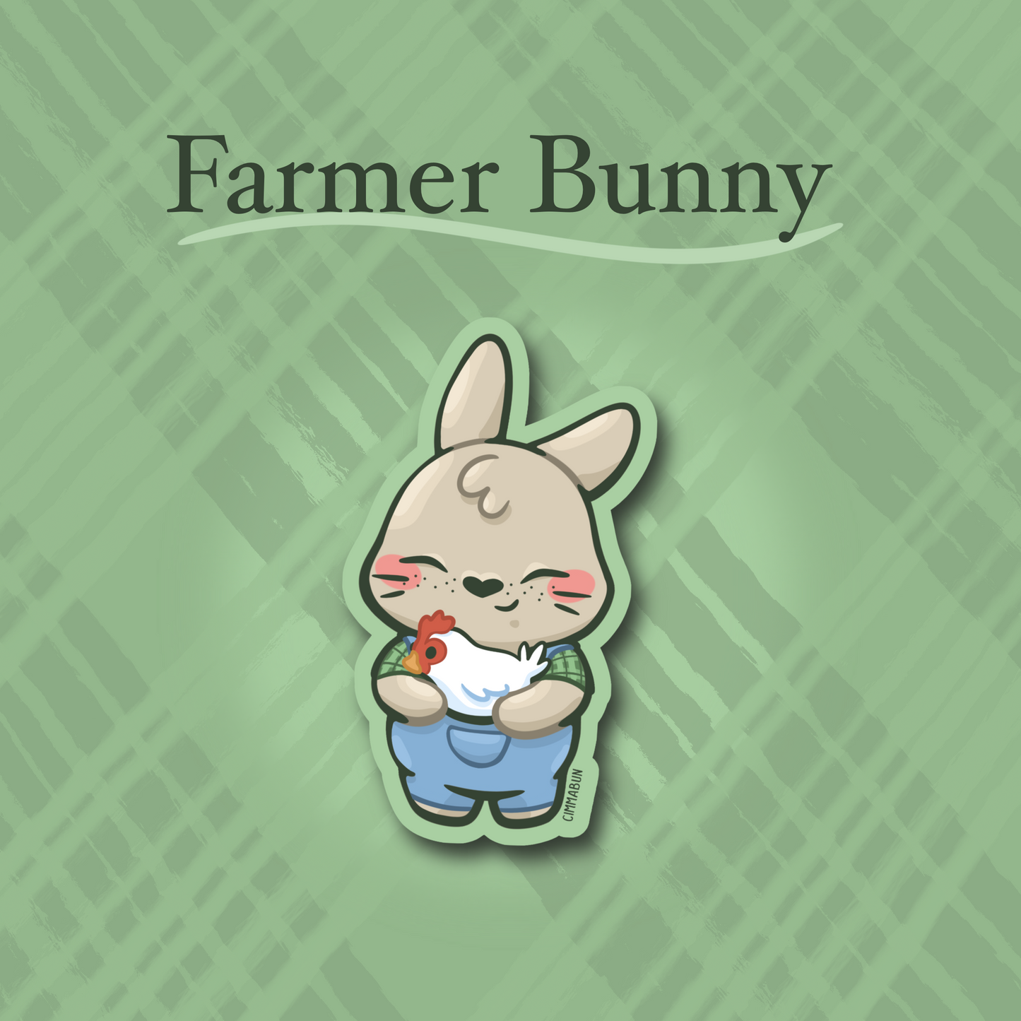 Farmer Bunny 2.5” Cute Vinyl Sticker