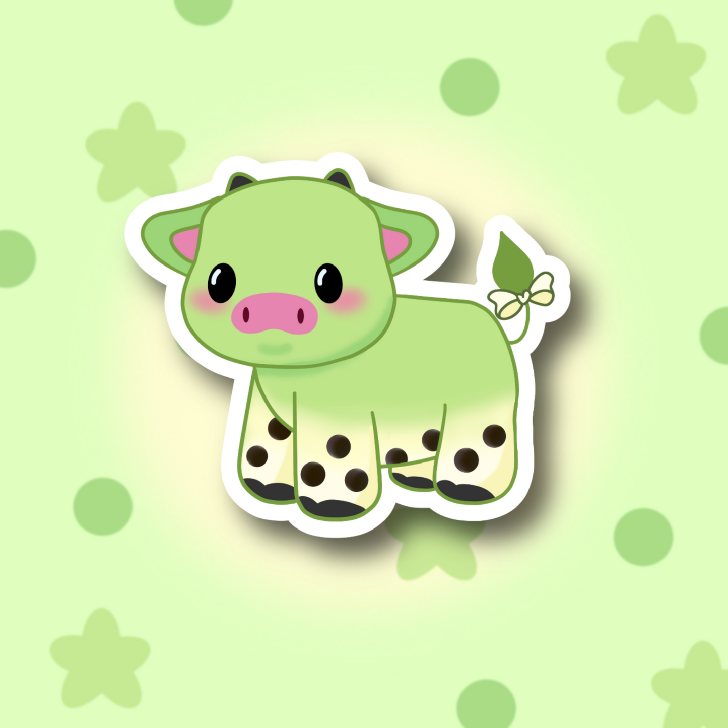 Matcha Boba Cow Cute 3" Vinyl Sticker