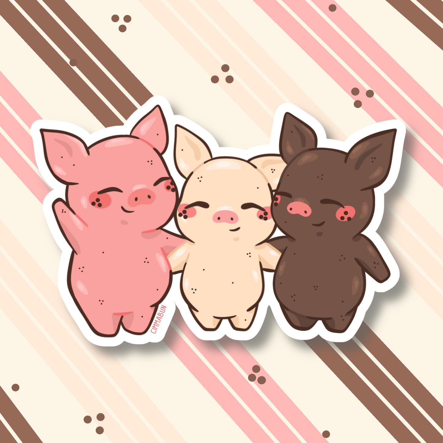 Neapolitan Pigs 3" Cute Vinyl Sticker