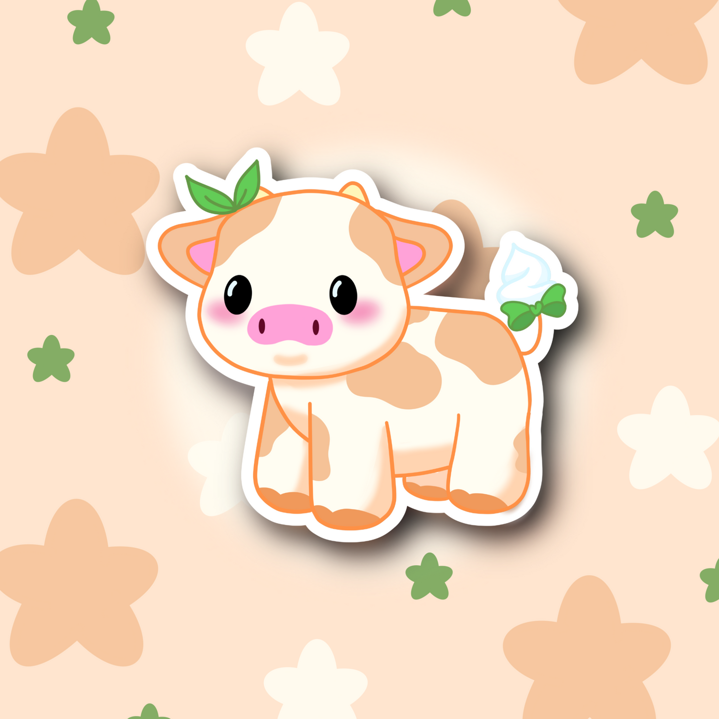 Peaches and Cream Cow Cute 3" Vinyl Sticker