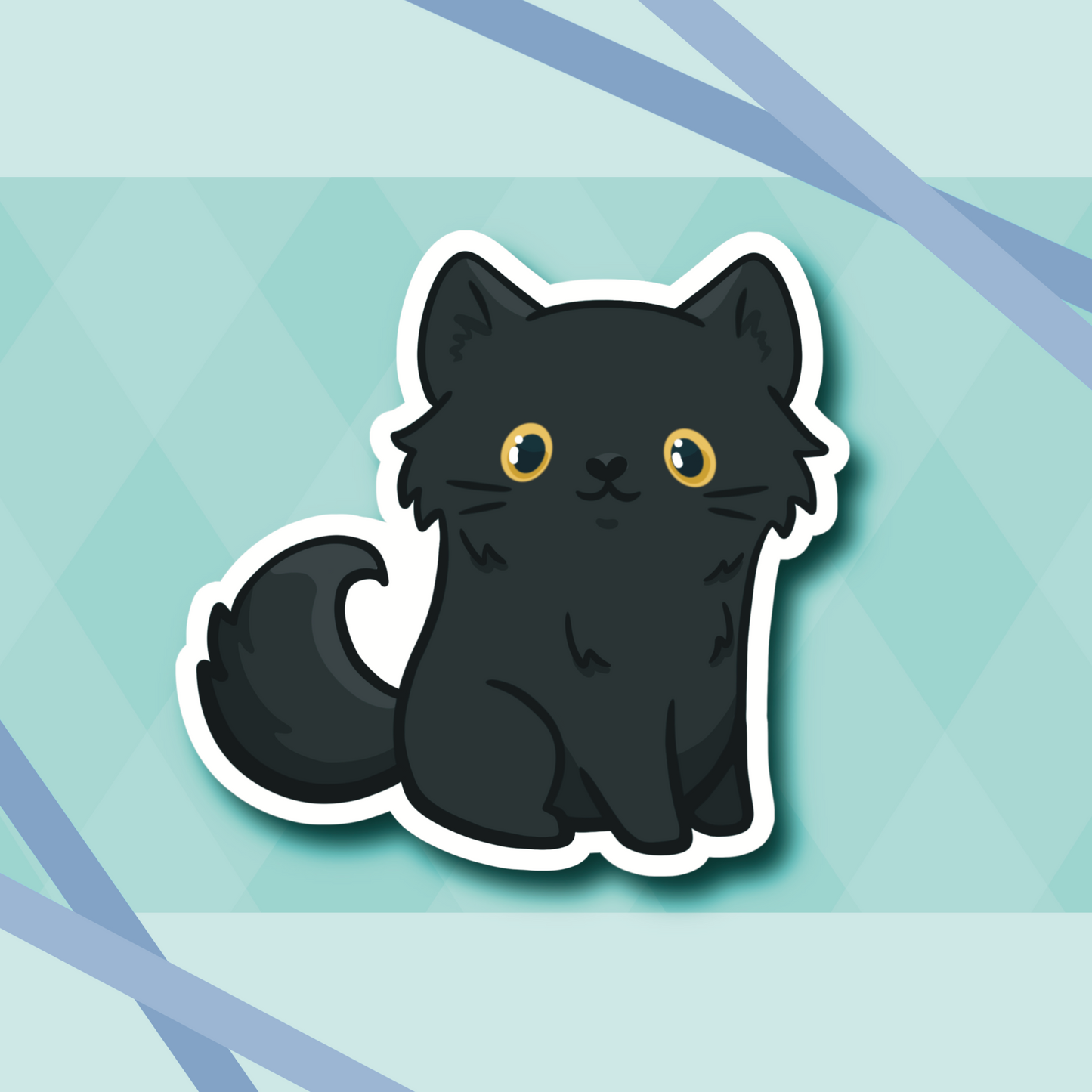 Long Hair Cat 2.7” Cute Vinyl Stickers: Black, White, Seal Point / Blue Ragdoll, Flame Point