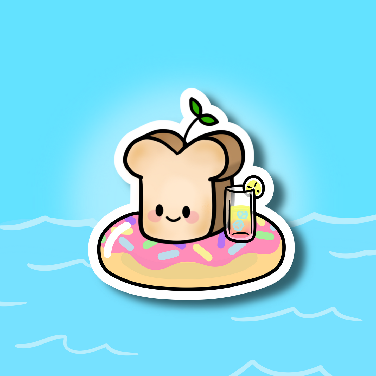 Pool Ted the Bread Cute 3" Vinyl Sticker