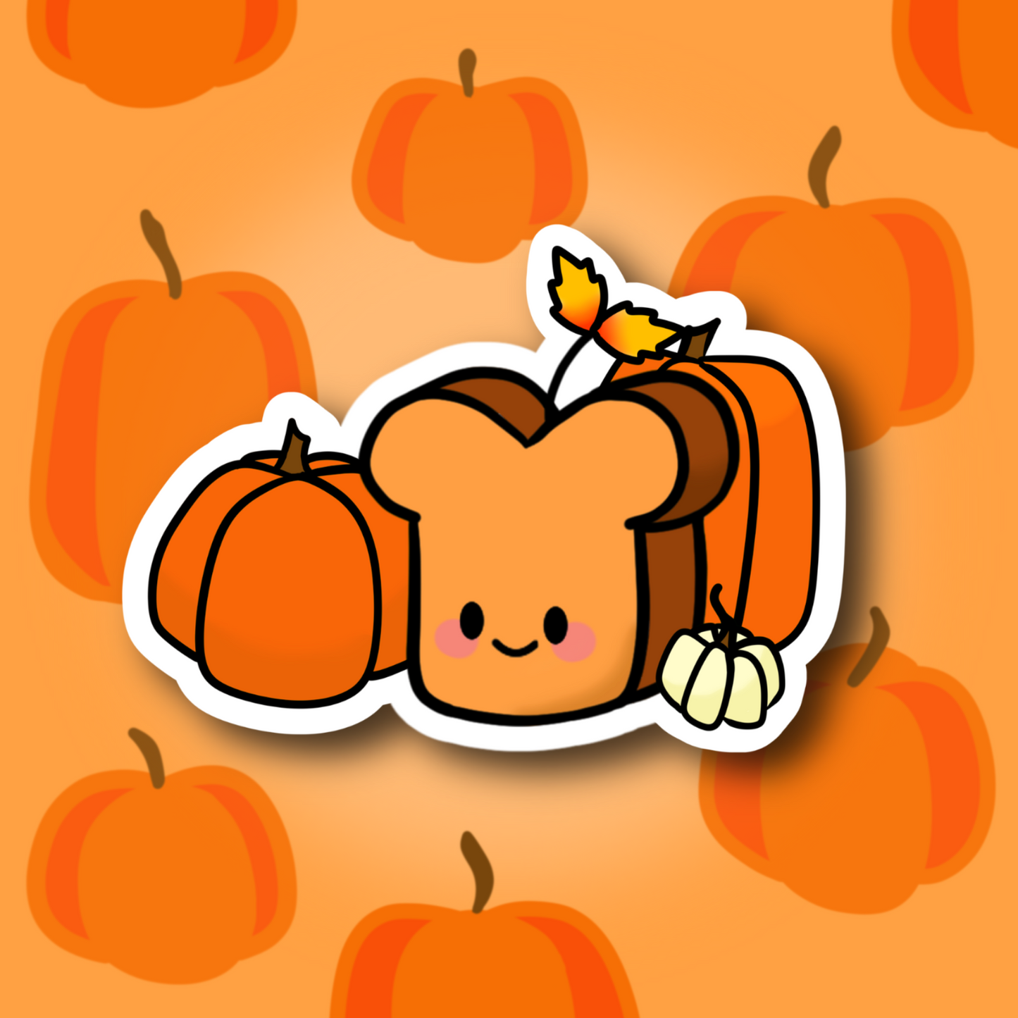 Pumpkin Ted the Bread Cute 3" Vinyl Sticker