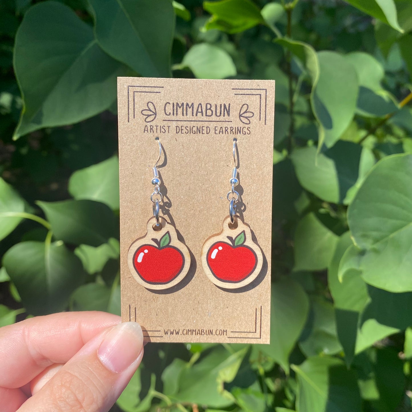 Apple Earrings (Synthetic Wood, Lightweight, Sensitive Skin Friendly)