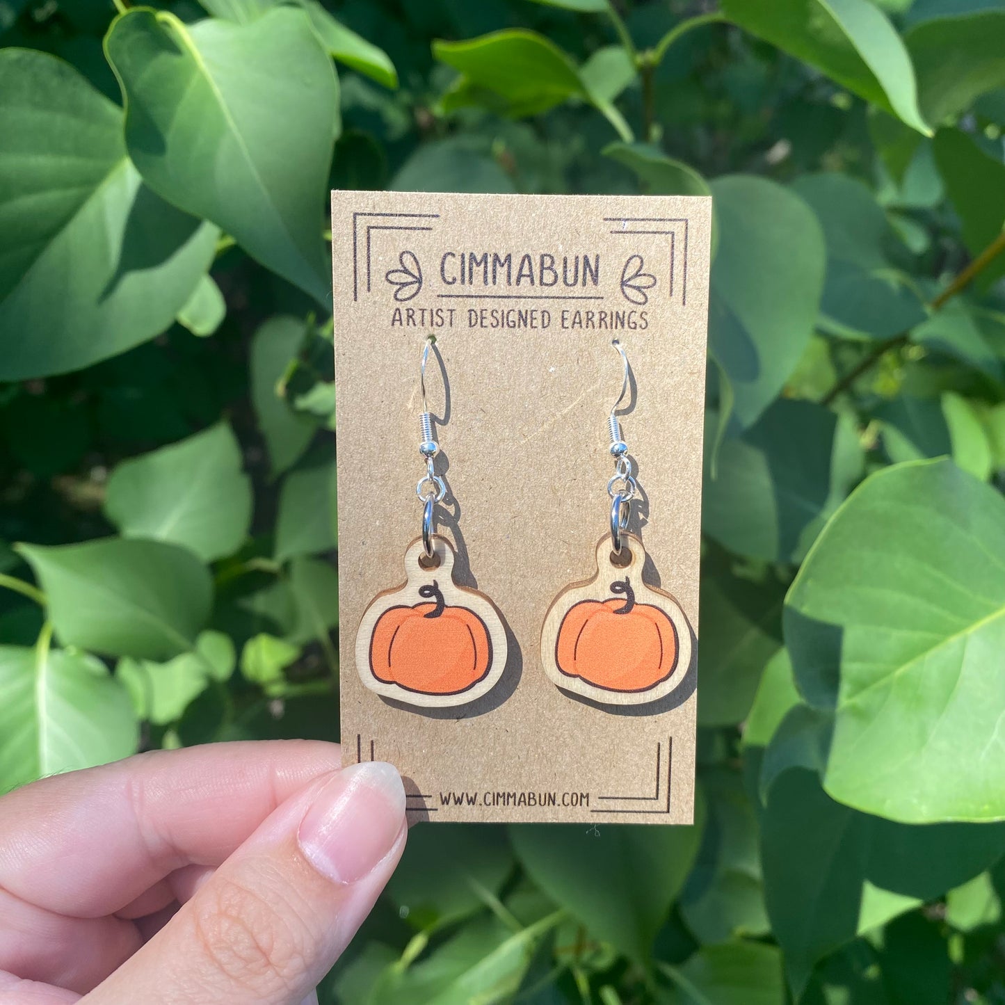 Pumpkin Earrings (Synthetic Wood, Lightweight, Sensitive Skin Friendly)