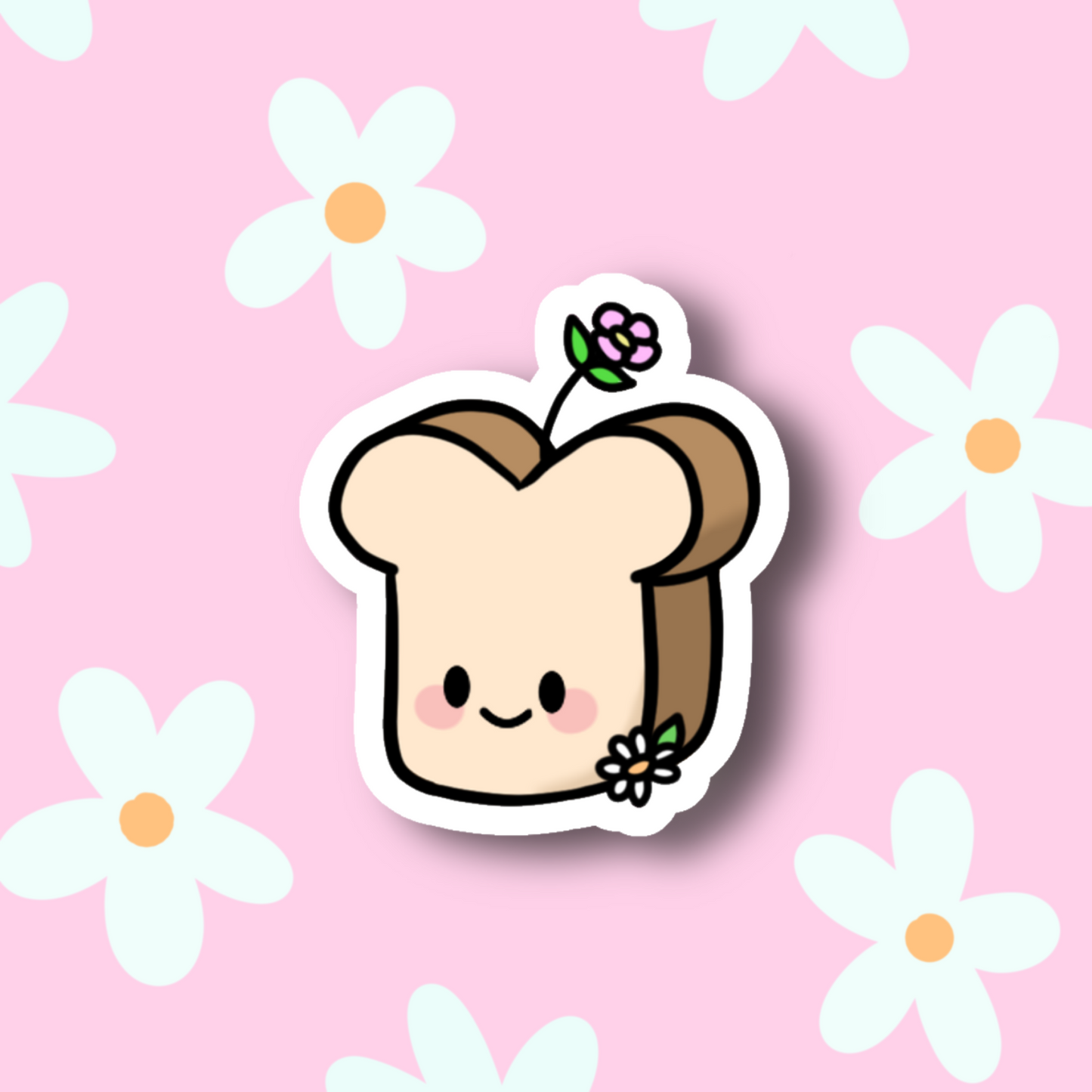 Spring Flower Ted the Bread Cute 3" Vinyl Sticker