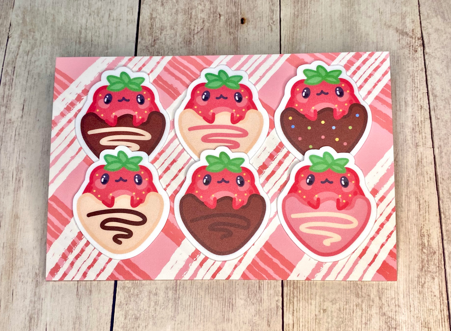 Chocolate Covered Strawberry Frogs Cute Vinyl Sticker Set of 6