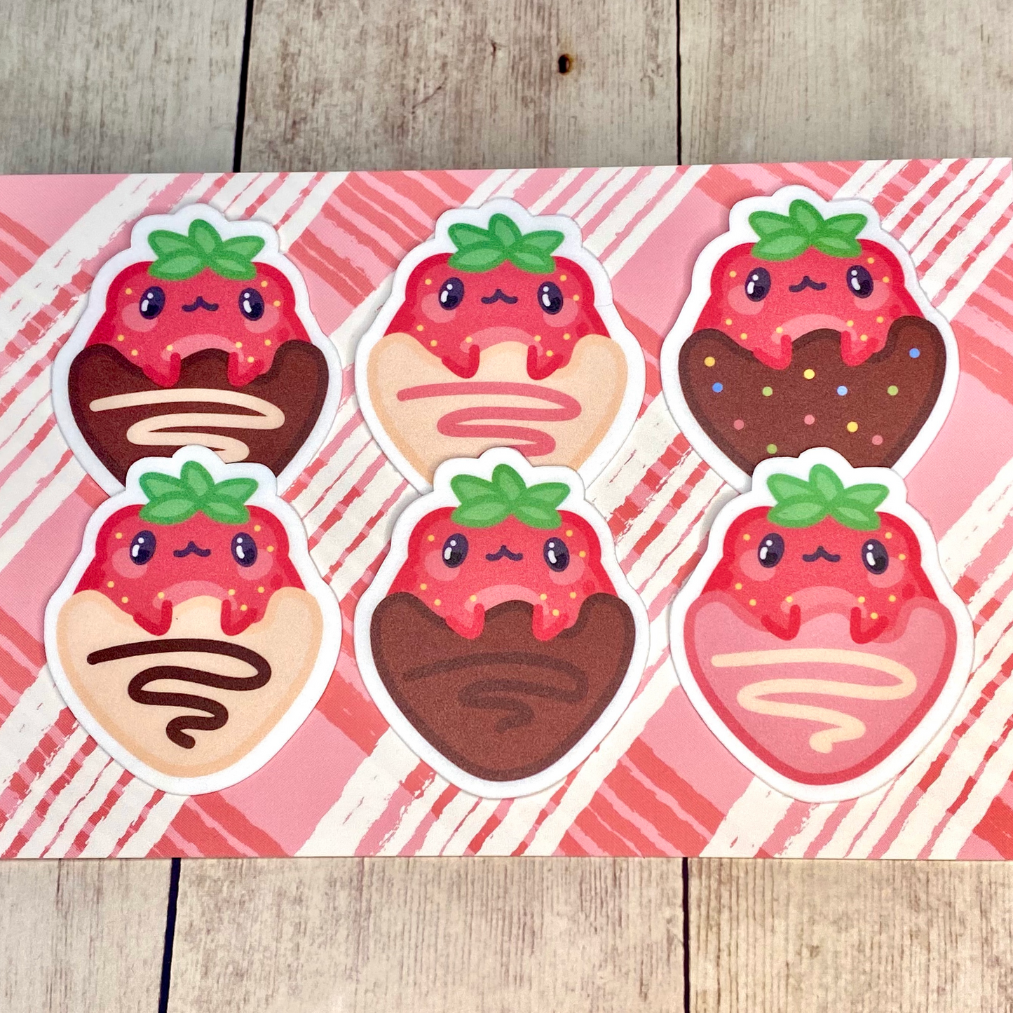 Chocolate Covered Strawberry Frogs Cute Vinyl Sticker Set of 6