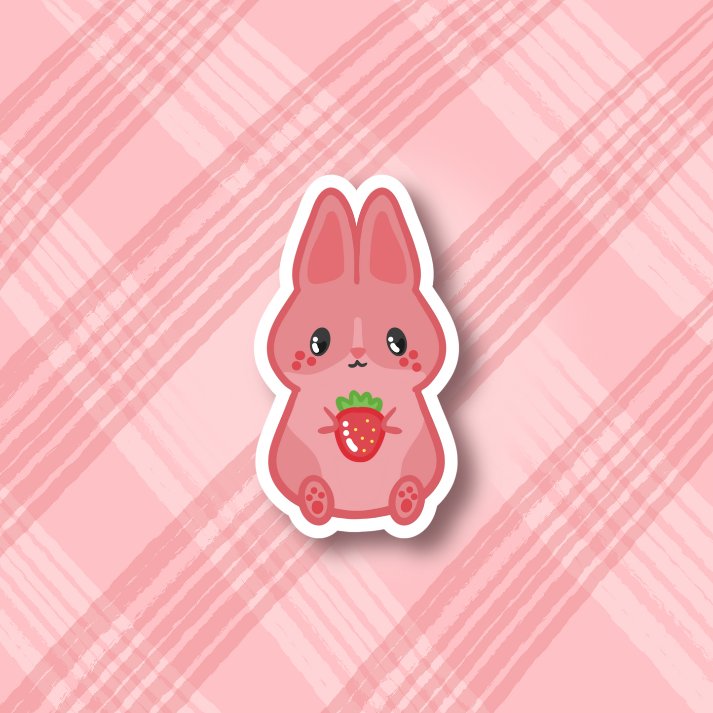 Strawberry Bunny Cute 3" Vinyl Sticker