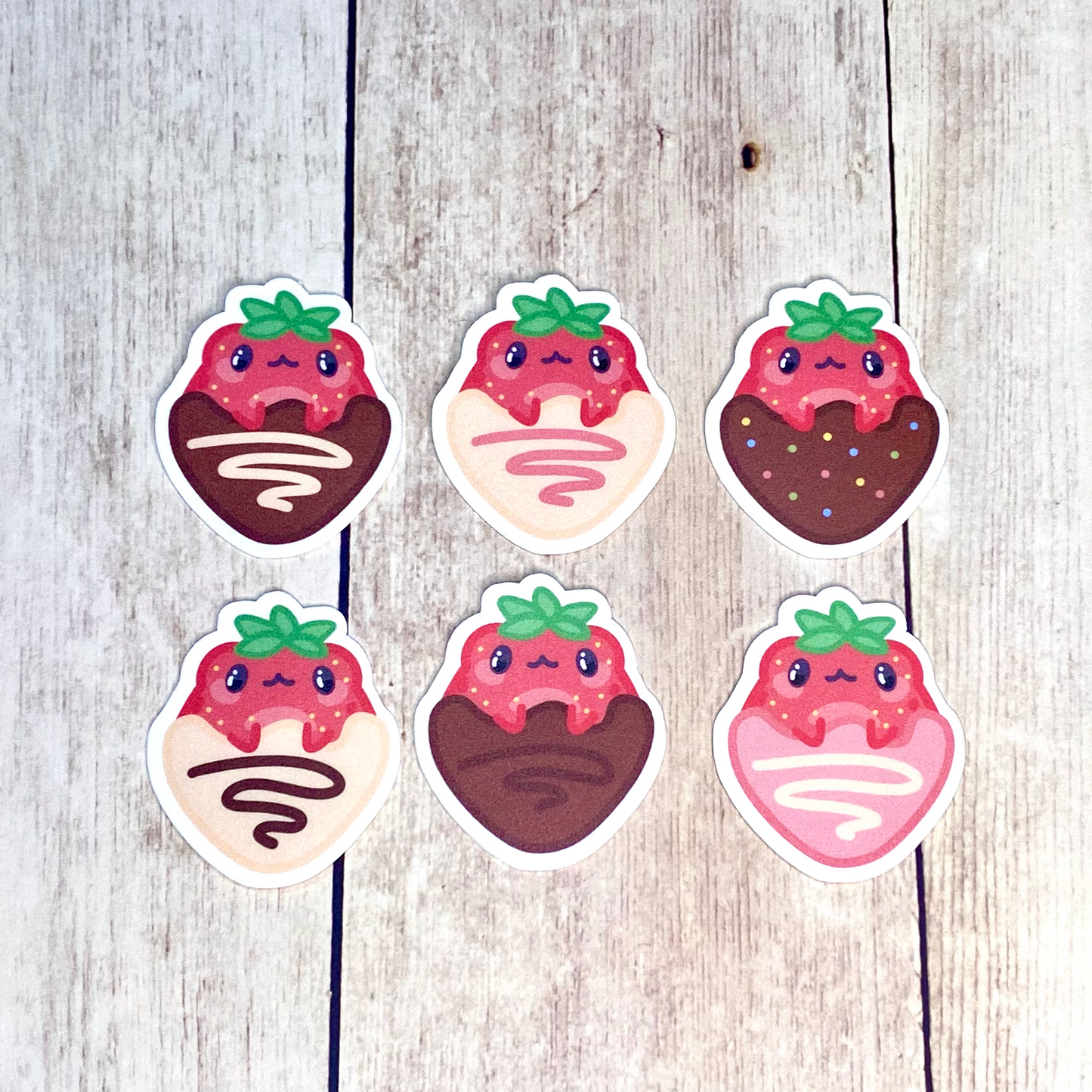 Chocolate Covered Strawberry Frogs Cute Vinyl Sticker Set of 6