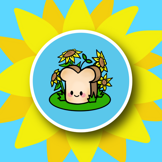 Sunflower Ted the Bread Cute 3" Vinyl Sticker